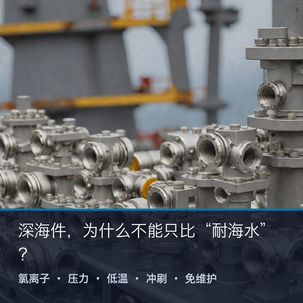 深海工程装备耐腐蚀合金零部件：深水连接器、海底阀门与耐海水泵件的铸造加工场景（示意）