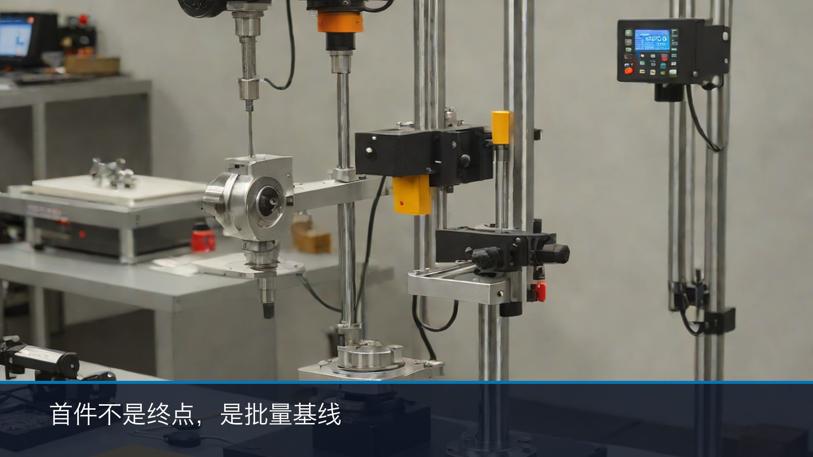 叶轮首件检验工位：叶轮与量具检测场景示意