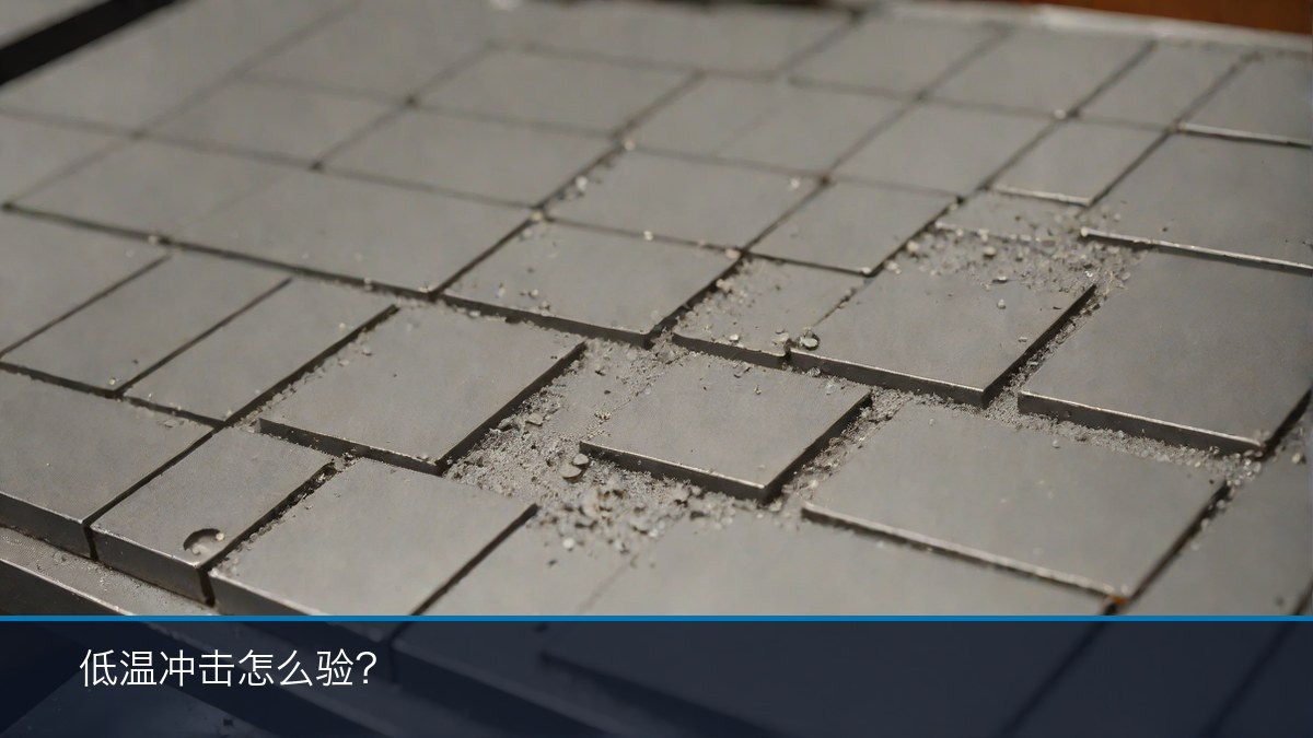 低温冲击试样与试验场景示意:长方体冲击试样排列于垫板,旁置工件局部